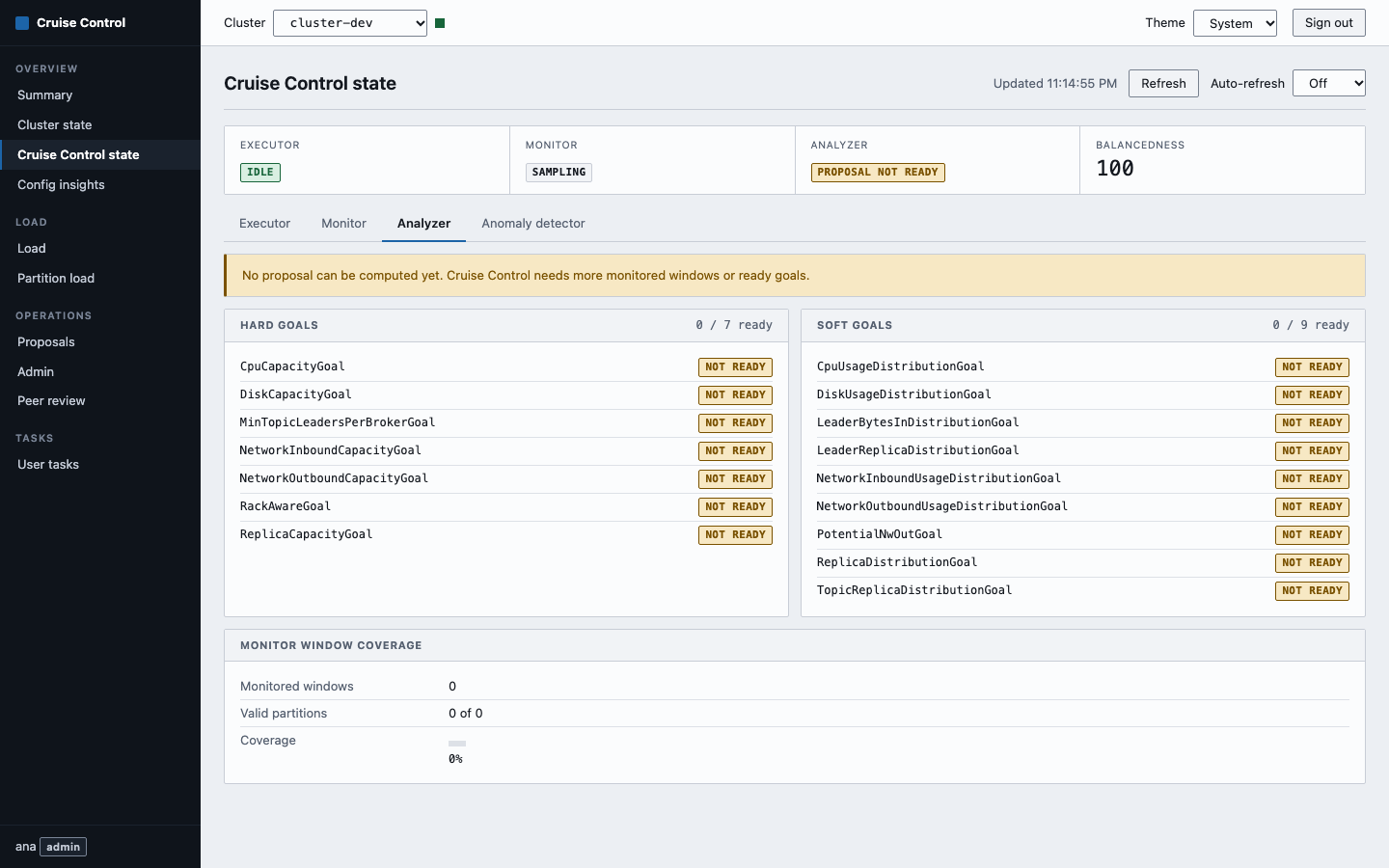 Cruise Control state, analyzer tab
